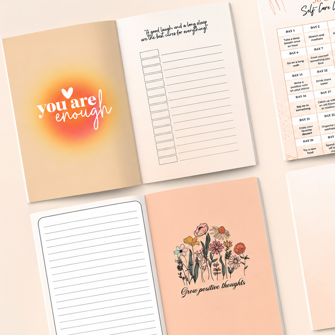 Self Care Journal (Pink Heart Glow Journal)
