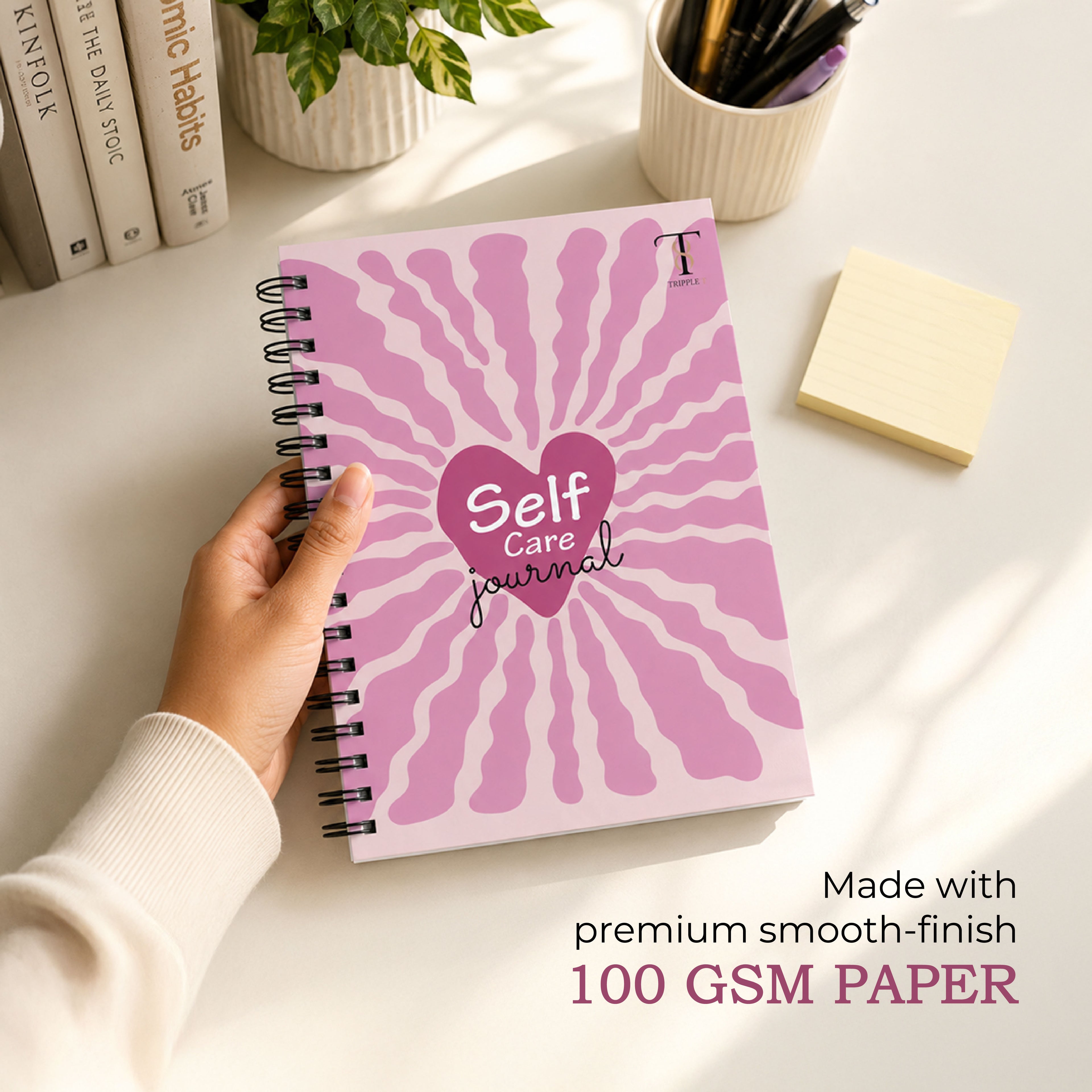 Self Care Journal (Pink Heart Glow Journal)